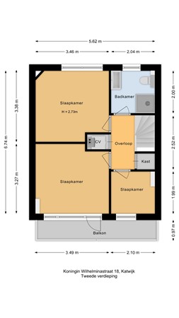 Floorplan - Koningin Wilhelminastraat 18, 2225 BA Katwijk